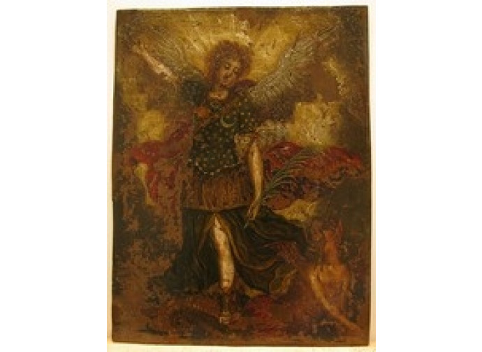 Marten de Vos (1532-1603), San Michele scaccia il Demonio, cattedrale di Cuautitlàn, Messico Marten de Vos (1532-1603), San Michele scaccia il Demonio, cattedrale di Cuautitlàn, Messico